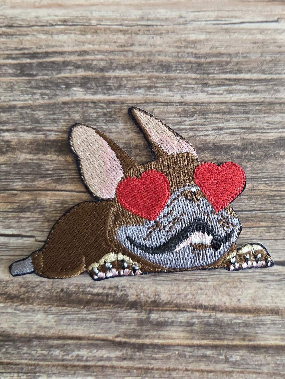 French Bulldog Heart Eyes Frenchie Boston Terrier Dog Puppy Iron on Patch